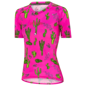 cyklistický dres MTB dres CYCOLOGY Totally Cactus Pink, dámský, krátký rukáv (Motiv Totally Cactus Pink, velikost L)