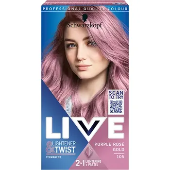 Barva na vlasy Schwarzkopf Barva na vlasy Live Lightener + Twist 105 purple rosé gold