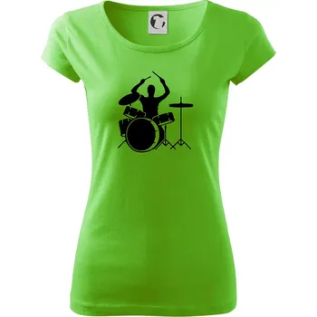Dámské tričko Bicí bubeník - Dámské triko Pure - XS ( Apple Green )
