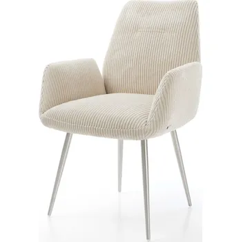 Jídelní židle DELIFE Jídelní židle Zoa-Flex plyšový manšestr béžová 4-nohá zúžená nerezová ocel taštičkové pružiny