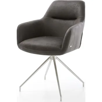 Jídelní židle DELIFE Jídelní židle Pejo-Flex mikrovlákno antracitová vintage křížová podnož zúžená nerezová ocel taštičkové pružiny