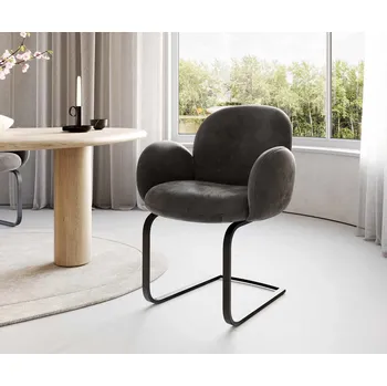 Jídelní židle DELIFE Jídelní židle Nube-Flex s područkami mikrovlákno antracit vintage jídelní židle plochá černá taštičkové pružiny