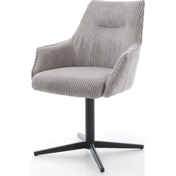 Jídelní židle DELIFE Jídelní židle Alja-Flex s područkami manšestr stříbrně šedá křížová podnož černá 360° otočná taštičkové pružiny