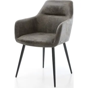 Jídelní židle DELIFE Jídelní židle Pejo-Flex mikrovlákno šedá antik 4-nohá zúžená černá taštičkové pružiny