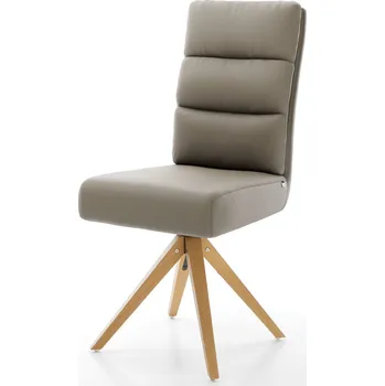 Jídelní židle DELIFE Jídelní židle Pela-Flex pravá kůže tmavě béžová dřevěná podnož hranatý přírodní taštičkové pružiny