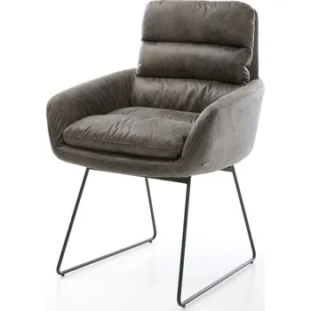 Jídelní židle DELIFE Jídelní židle Abelia-Flex s područkami mikrovlákno šedá antik tenká podnož černá