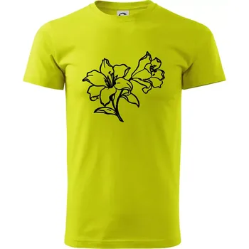 Pánské tričko Lilie černobílá - Klasické pánské triko vyšší gramáže - XL ( Limetková )