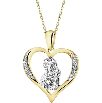 Přívěsek Zlatý přívěsek s diamanty - Matka Boží Čenstochovská - 0,02 ct - ryzost 585 - 220.928