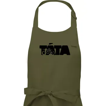 Kuchyňská zástěra Táta nápis - motorka enduro - Pánská zástěra na vaření - Univerzální velikost ( Khaki )