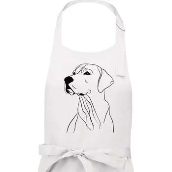 Kuchyňská zástěra Labrador černá kresba - Dámská zástěra na vaření - Univerzální velikost ( Bílá )