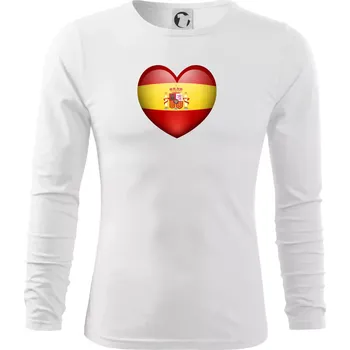 Pánské oblečení Srdce Španělsko - Triko s dlouhým rukávem FIT-T long sleeve - S ( Bílá )