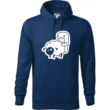 Pánská mikina Sticker ovce - Mikina pánská Cape s kapucí - 2XL ( Půlnoční modrá )