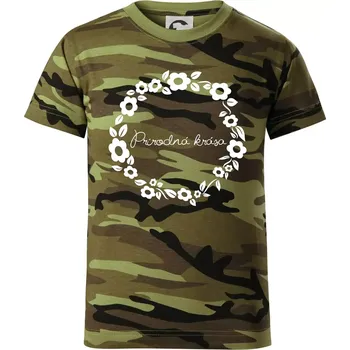 Přírodní krása - Dětské maskáčové triko - 146 cm/10 let ( Zelený maskáč )