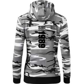 Dámská mikina Limited edition 1989 pruh - Dámská mikina trendy zipper s kapucí - 2XL ( Šedý maskáč )