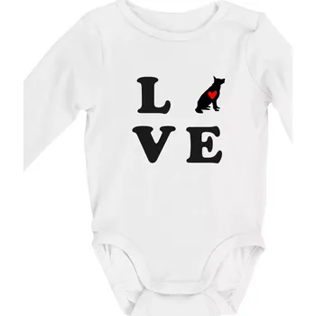 Love - Německý ovčák - Body kojenecké s dlouhým rukávem - Dlouhý r. 6-12 měs ( Bílá )