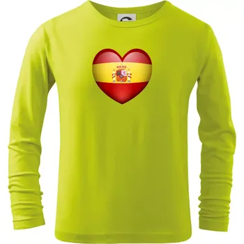 Chlapecké tričko Srdce Španělsko - Triko dětské Long Sleeve - 122 cm/6 let ( Limetková )