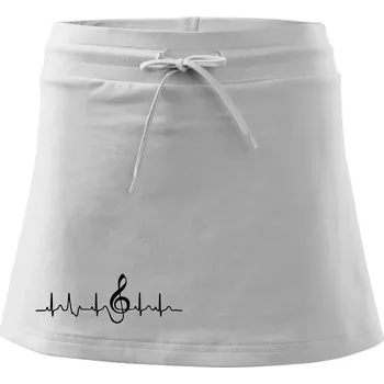 Dámská sukně Moje srdce bije pro hudbu - Sportovní sukně - two in one - XS ( Bílá )