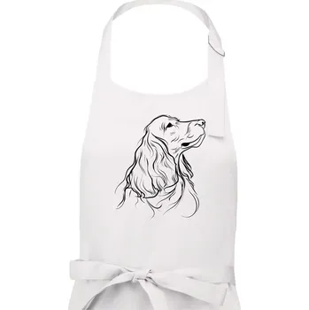 Kuchyňská zástěra Anglický kokršpaněl černá kresba - Dámská zástěra na vaření - Univerzální velikost ( Bílá )