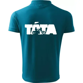 Pánská košile Táta nápis - motorka chopper - Polokošile pánská Pique Polo 203 - 4XL ( Tmavý tyrkys )