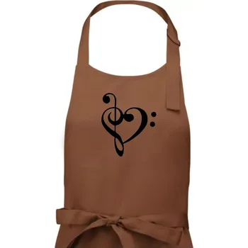 Kuchyňská zástěra Houslový klíč srdce - Dámská zástěra na vaření - Univerzální velikost ( Kakaová )