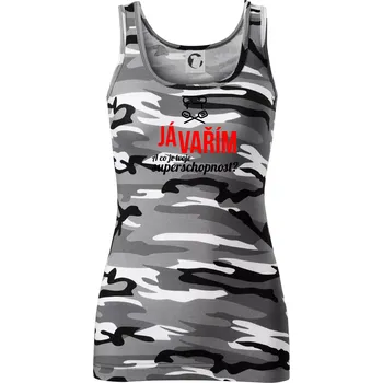 Dámské tričko Já vařím - tvoje superschopnost? rovný nápis - Dámské Maskáčové tílko - XL ( Šedý maskáč )