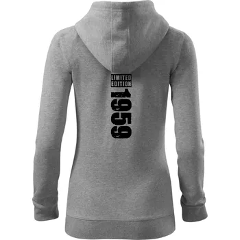 Dámská mikina Limited edition 1959 pruh - Dámská mikina trendy zipper s kapucí - S ( Tmavě šedý melír )