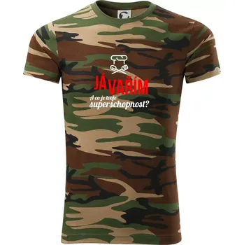 Pánské tričko Já vařím - tvoje superschopnost? rovný nápis - Army CAMOUFLAGE - S ( Hnědý maskáč )