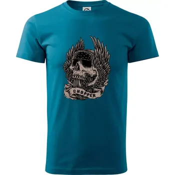 Chopper kolo křídla - Klasické pánské triko vyšší gramáže - M ( Petrolejová )