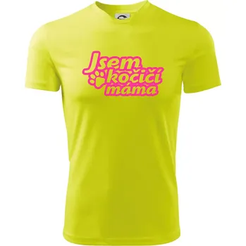 Jsem kočičí máma - Dětské triko sportovní (dresovina) - 158 cm/12 let ( Neonově žlutá )