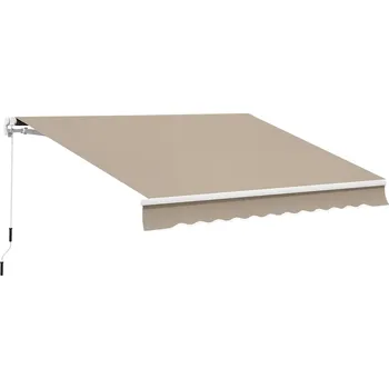 Stínicí technika Hliníková skládací markýza Outsunny 3,95 m béžová pro ochranu před sluncem na balkon a terasu | Aosom