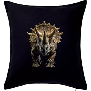 Polštář Triceratops ze předu černá fotka - Polštář 50x50 - 50x50 - Pouze potah ( Černá )