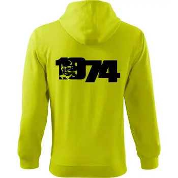 Pánská mikina Husákovo dítě - 1974 - Mikina s kapucí na zip trendy zipper - M ( Limetková )