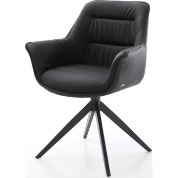 Jídelní židle DELIFE Jídelní židle Kaira-Flex pravá kůže černá křížová podnož široká černá