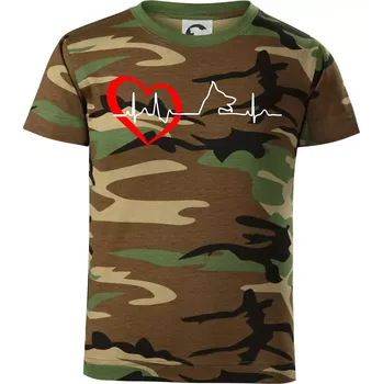 Chlapecké tričko Německý ovčák ekg - Dětské maskáčové triko - 134 cm/8 let ( Hnědý maskáč )