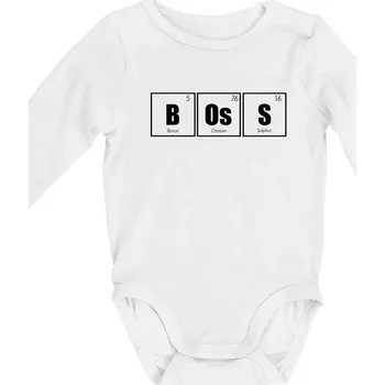 Kojenecký body Periodická tabulka BOsS - Body kojenecké s dlouhým rukávem - Dlouhý r. do 3 měs ( Bílá )