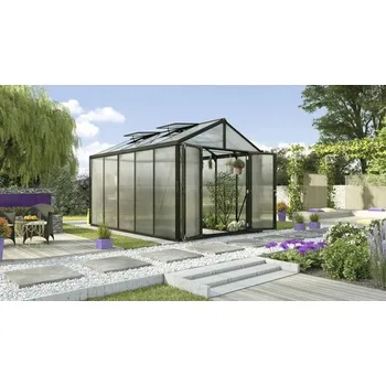 Skleník Skleník Vitavia Zeus Comfort 10000 polykarbonát 10 mm 258,4 x 390,8 cm černý vč. podlahového rámu