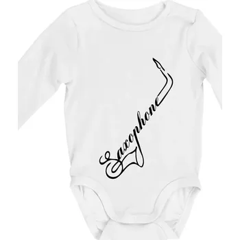 Saxophone nápis - Body kojenecké s dlouhým rukávem - Dlouhý r. do 3 měs ( Bílá )