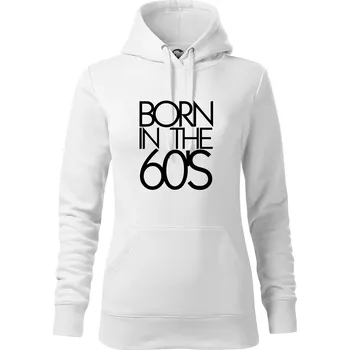 Dámská mikina Born In The 60's - Mikina dámská Cape s kapucí - XL ( Bílá )