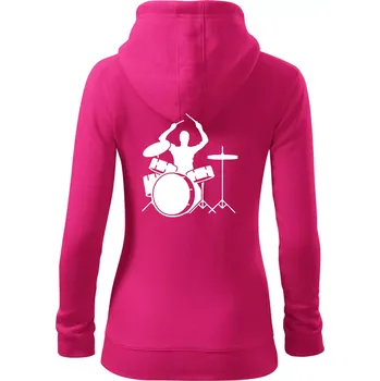 Dámská mikina Bicí bubeník - Dámská mikina trendy zipper s kapucí - XL ( Purpurová )
