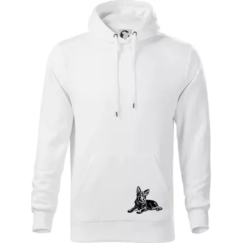 Pánská mikina Německý ovčák - štěně - Mikina pánská Cape s kapucí - XL ( Bílá )