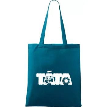 Táta nápis - fotograf - Taška bavlněná - 42 x 38 cm ( Petrolejová )