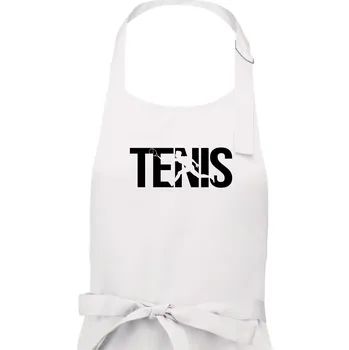 Kuchyňská zástěra Tenis nápis silueta - Dámská zástěra na vaření - Univerzální velikost ( Bílá )