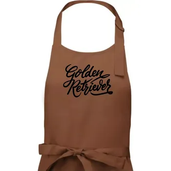 Kuchyňská zástěra Golden retriever - nápis okrasný - Pánská zástěra na vaření - Univerzální velikost ( Kakaová )
