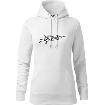 Dámská mikina My Drugs - jídlo hudba - Mikina dámská Cape s kapucí - XS ( Bílá )