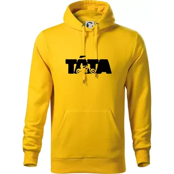 Pánská mikina Táta nápis - motorka chopper - Mikina pánská Cape s kapucí - 4XL ( Žlutá )