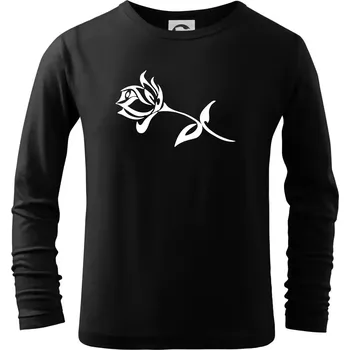 Chlapecké tričko Růže obrys - Triko dětské Long Sleeve - 134 cm/8 let ( Černá )