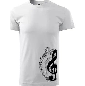 Houslový klíč a noty - Triko extra velké (5-8XL) - 7XL ( Bílá )
