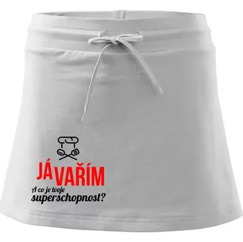 Dámská sukně Já vařím - tvoje superschopnost? rovný nápis - Sportovní sukně - two in one - XL ( Bílá )