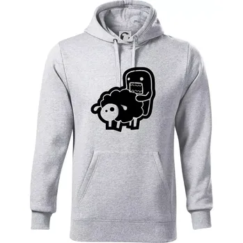 Pánská mikina Sticker ovce - Mikina pánská Cape s kapucí - 5XL ( Světlešedý Melír )