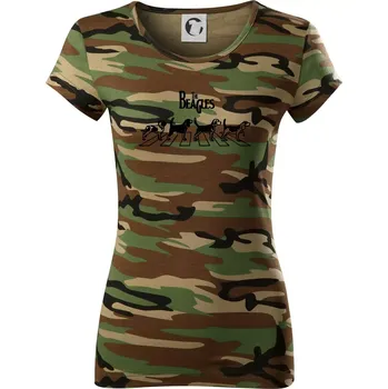 Dámské tričko The Beagles - Dámské maskáčové triko - S ( Hnědý maskáč )